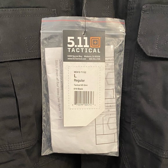 NWT 5.11 Tactical Short Sleeve Black Shirt Security Work Uniform 71152 L - Picture 8 of 10